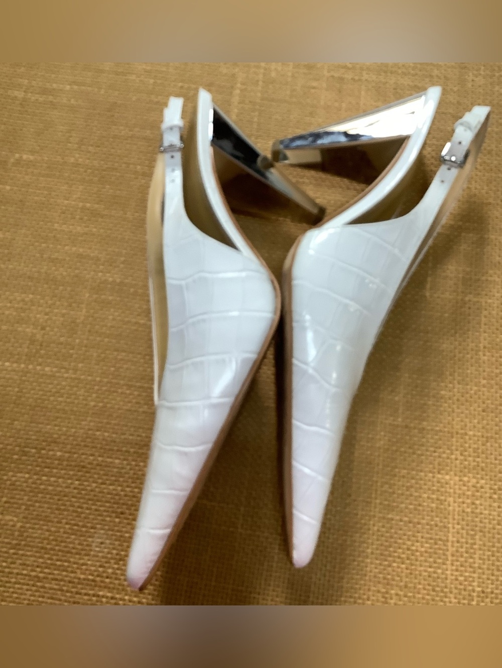 Michael Kors Electra Sling Pump Leather Optic White Size 8M - Picture 10 of 14